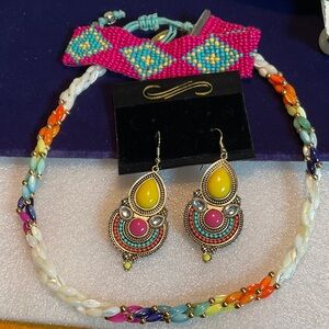 Colorful Beaded Necklace and Earring Set